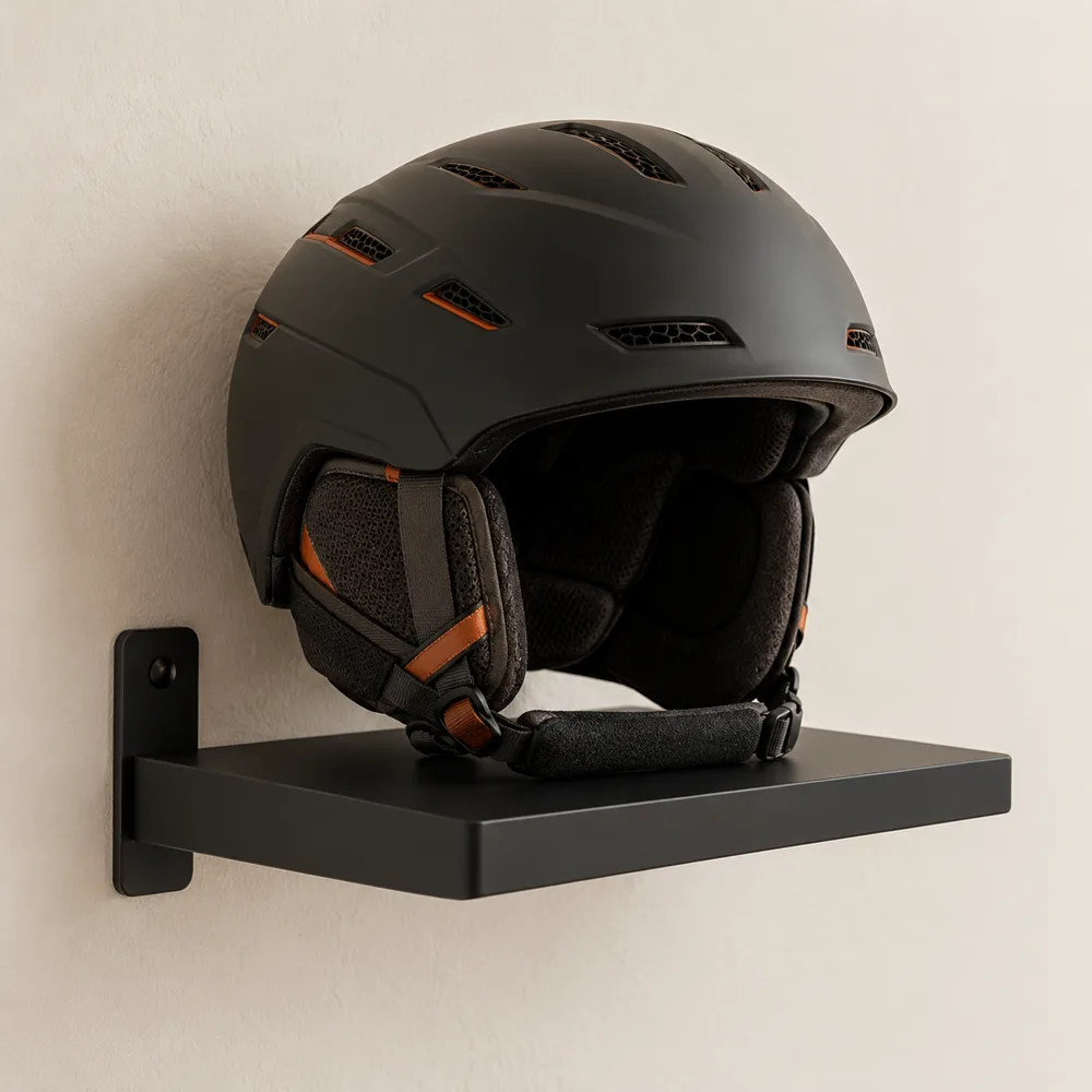 Casco sobre un soporte de muro
